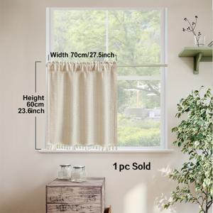 TEMU 1개 체크무늬 소형 커튼, 태슬 레이스 디자인 짧은 발란스, 로드 포켓 하프 커튼, 주방 캐비닛 장식용 커튼, 거실 침실 창문 문 캐비닛에 적합|거실장|커튼봉