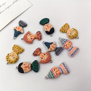 TEMU 2D 평면, 10개 세트 캐릭터 펜던트, 남녀공용 쥬얼리 만들기 재료, 재미있는 플랫백 DIY 귀걸이