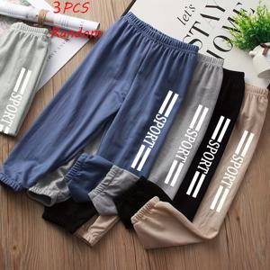 TEMU 남아 바지 랜덤 3팩, 스포츠 바지, 모기 방지 바지, 탄성 허리 밴드, 속건성 및 통기성 조깅 스포츠 바지, 남아 의류, 얇은 여름 스타일, 캐주얼 탄성 허리 밴드, 루즈한 조깅 야외, 야외용