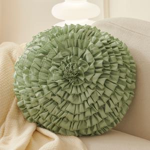 TEMU 초극세사 원단으로 제작된 원형 핸드메이드 러플 플라워 쿠션. 호박 베개, 휠 베개 또는 레이스 가장자리가 있는 원형 장식 베개로 사용하기 적합하며, 침실, 거실 및 사무실에 완벽합니다. 다양한 색상으로 제공됩니다.