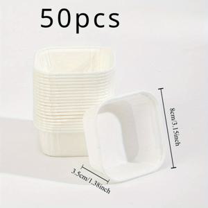 TEMU 50개 컵케이크 라인어 - 사각형 종이 베이킹 컵, 머핀, 케이크 및 과자용 | 결혼식 및 가정용 베이킹에 적합