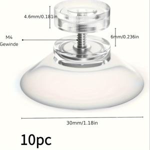 TEMU 10개입 헤비듀티 PVC 흡착 후크 M4 나사봉 및 투명 라운드 너트 포함 - 방수, 유리 및 기타 벽면에 쉽게 설치 가능, 내구성 플라스틱 후크, 안전한 고정 | 투명 흡착컵 | 강력 접착 컵, 창문 흡착 후크, 실용적인 후크, 후크