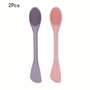 TEMU 2개입 페이셜 클렌징 브러쉬, 2-In-1 실리콘 마스크 어플리케이터 및 페이셜 스크러버, 각질 제거, 마사지, 블랙헤드 제거, 메이크업 리무버, , 머드, 클레이, 바디 로션 및 마스크용으로 설계됨