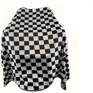 TEMU 남성용 체크무늬 헤어컷 케이프 - 전문가급 미용실 품질 바버 앞치마