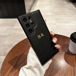 TEMU 삼성 갤럭시 S25 S24 S23 S22 S21 울트라 플러스 5G 맞춤형 폰케이스, 이니셜 및 이름 각인, 3D 엠보싱, 골드 핫 스탬핑 공정, 럭셔리 INS 코리아 리치 패턴 합성 가죽 케이스, S25 S24 S23 S22 S21 울트라 플러스 선물용