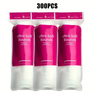 TEMU 300/600개 일회용 원형 메이크업 리무버 패드, 초소프트 클렌징 티슈 - 데일리 메이크업 & 네일 폴리쉬 제거용, 6*6cm