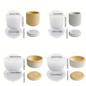 TEMU 8개 실리콘 양초 병 몰드 세트 (뚜껑 포함) - 원형 디자인, 레진, 시멘트, 석고 공예에 적합, 수제 향초 제작 용품