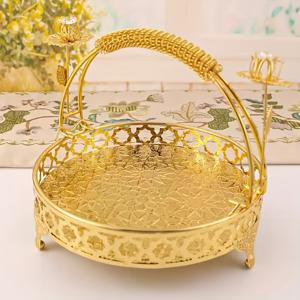 TEMU 고품질 원형 호텔 접시, 유럽풍 레트로 과일 디스플레이, 스타일리시 과일 바구니, 창의적인 장식 접시