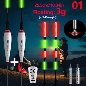 TEMU (전자 부유체 2개 + CR425 배터리 2개) LED 야간 낚시 부유체, 야간에 선명하게 보이도록 두꺼운 상단이 있는 발광 낚시 표시기