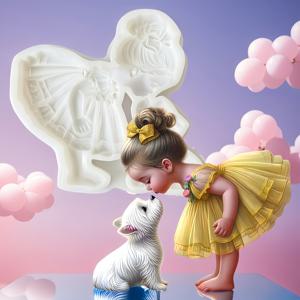 TEMU 1개, 귀여운 강아지와 소녀 창의적인 케이크 몰드, 주방 베이킹 몰드, 초콜릿 드로퍼 몰드, 케이크 장식 액세서리