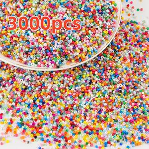 TEMU 3000개 2mm 유리 씨드 비즈 - 라운드 컬러풀 미니 스페이서 비즈, 주얼리 만들기, DIY 공예, 귀걸이, 목걸이, 팔찌용 - 화려한 다양한 색상, 고품질 유리 비즈, & 데이 선물, 다목적 디자인, 광택 마감