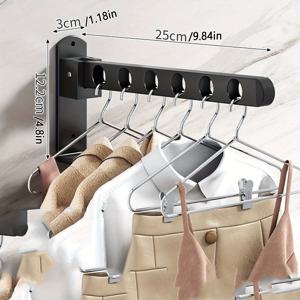 TEMU 드릴 없이 설치 가능한 옷걸이대, 다용구 홀 디자인의 조절 가능 금속 벽걸이 행거, 내구성 강한 카본 스틸로 제작된 접이식 옷장 정리대, 코트·셔츠·스카프 보관에 완벽, 공간 절약형 홈스토리지용