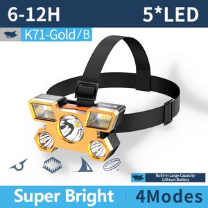 TEMU 재미있는 상어 LED 헤드라이트 1개, 조절 가능한 램프 헤드가 특징인 충전식 헤드램프, 성인용 LED 헤드램프 5개 포함, 편안함을 위해 설계되었으며 캠핑, 사이클링과 같은 야외 활동을 위해 고출력을 제공합니다.