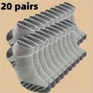 TEMU 남성용 방취 및 수분 흡수 저컷 양말 20켤레 - 일상 착용, 스포츠 및 야외 활동을 위한 통기성 사계절 편안함 - 단색