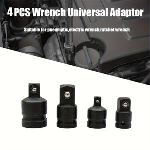 TEMU 1/4인치, 3/8인치, 1/2인치 자동차 및 건설 작업 드라이브 컨버터와 호환되는 사각 래칫 소켓 어댑터 감소기 4개 세트. 사각 어댑터 및 감소기 변환 키트