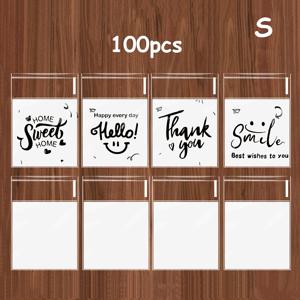 TEMU 영감을 주는 메시지가 있는 투명 자체 밀봉 봉투 100팩 - 즐거운 얼굴, , 안녕하세요, 최고의 소원 등 - 문구류 및 선물용 다용도 작은 포장