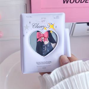 TEMU 3인치 리본 영어 카드 앨범 1개, 싱글 그리드 소형 카드 보관 앨범