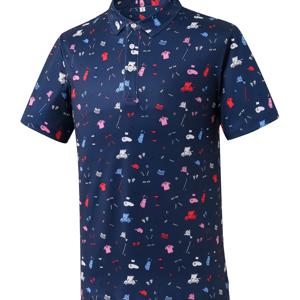 TEMU 남성용 골프 폴로 셔츠 - 재미있는 흡습 속건 골프 셔츠, 성능 빠른 건조 반팔 화이트 골프 클럽|기능성반팔