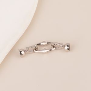 TEMU DIY 주얼리 만들기용 안전한 금속 클라스프, 내구성 있는 변색 방지 화이트 골드 도금 구리 목걸이 잠금장치 1개 - 팔찌 및 목걸이 제작 용품, 광택 마감 | 튼튼한 잠금장치