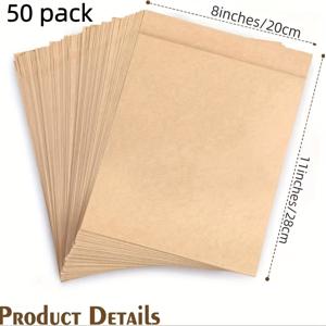 TEMU 50개 크래프트 종이 가방, 점심 가방 - 미세포화되지 않은 작은 베이킹 종이 가방 - 스낵, 버거, 소시지, 과자, 돈ัท, 빵, 식품 보관 및 포장에 적합
