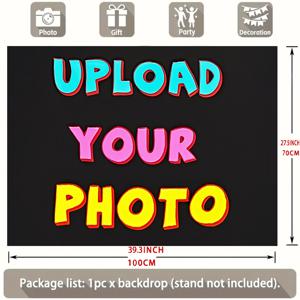 TEMU 1개 맞춤형 사진 업로드 파티 배너 - 생일, 기념일, 홈 & 이벤트용 개인화된 질감 폴리에스터 배경 - 거실, 침실, 사무실, 카페 실내외 장식 - 전기 필요 없음