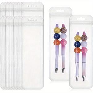 TEMU 펜 포장용 투명 백 100개, 비즈 펜, 립글로스, 주얼리, 화장품 및 사탕 포장용 재밀봉 가능 파우치