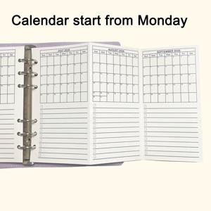 TEMU A6 캘린더 플래너 리필 | 2026년 1월 - 2027년 12월, 월별 캘린더 & 할 일 목록, 6링 루스리프 용지, 정리 및 계획에 적합, 2년 정리|2025년달력