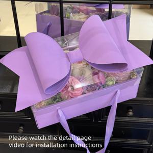 TEMU 선물 포장용 리본 세트가 있는 내구성 있는 플라스틱과 종이 재질의 꽃무늬 선물 상자, 크리스마스, 생일 및 발렌타인데이 선물에 적합