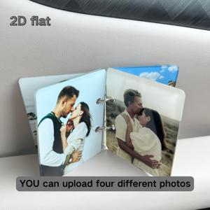 TEMU 2D 플랫 1개 맞춤형 직사각형 아크릴 앨범, 4장의 사진 커스터마이징 가능, 양면 효과, 졸업식, 가족사진, 여행, 축제, 커플 여행 기념용, 2D Flat