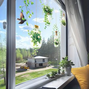 TEMU 창문용 창고, 식물 및 꽃 스티커, 정전기 스티커, 침실, 거실, 홈 디스플레이, 배경 벽 장식 및 미화용 양면 투명 스티커