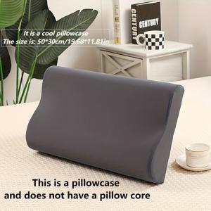 TEMU 1개 여름용 아이스 베개커버 (베개솜 미포함), 냉각 효과 모조 얼음 무지퍼 웨이브 목 보호 스트레치 코팅 커버, 헤어 프로텍션 전용