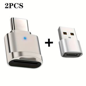 TEMU 2개 USB C TF 카드 리더, C타입 카드 리더, USB C to USB A OTG 어댑터 포함, 아이폰 16/15 갤럭시 및 기타 휴대폰 호환