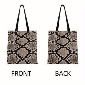 TEMU 디자인의 뱀피부 패턴 숄더백. 야외 피크닉 및 쇼핑에 완벽하며, 튼튼한 손잡이가 특징으로 가족 모임, 휴일 축하 행사, 그리고 사랑하는 사람들을 위한 선물로도 좋습니다.