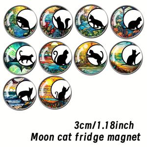 TEMU 10개 중동 달 고양이 시계 합성 유리 냉장고 스티커 자석 대형 유리 돔 화이트보드 보관 캐비닛 및 식기세척기 주방 장식 냉장고 스티커 친구, 가족 및 동료를 위한 완벽한 선물