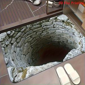 TEMU 2D 플랫, 2D 플랫, 2D 플랫/고화질 프린트 미끄럼 방지 현관 매트, 끝없는 심연 광학 미술 패턴 | 초극세사, 흡수성, 세탁기 사용 가능, 욕실, 침실, 거실, 현관, 피크닉에 적합