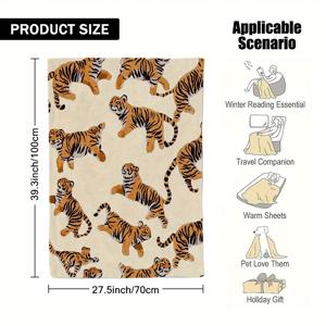 TEMU 1개 노르딕 타이거 서블리메이션 프린트 담요 - 부드럽고 따뜻한 가벼운 플란넬 침대보, 피크닉, 캠핑 또는 침대용 - 아늑한 타이거 패턴 침구, 레트로 노르딕 스타일, 사계절 사용 가능, 2D 평면