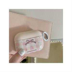 TEMU 핑크 스플래시 보 이어폰 케이스 애플용 에어팟프로2 케이스/에어팟프로 케이스/에어팟4 케이스/에어팟3 케이스/에어팟2 케이스용