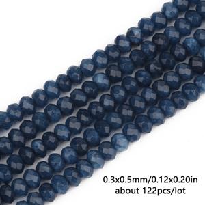 TEMU TTUIJI 천연 다크 블루 칼세도니 스톤 비즈 1줄 - 3x5mm 작은 면 처리된 스페이서 비즈, DIY 주얼리 만들기용 루스 비딩, 팔찌, 목걸이, 귀걸이 액세서리 - 우아한 소형 보석 비즈