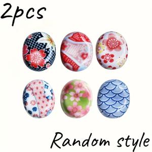 TEMU 2개입 일본풍 세라믹 젓가락 받침 - 생동감 넘치는 꽃무늬 주방 & 식탁 액세서리, 콩 모양 젓가락 홀더