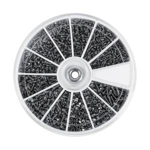 TEMU 600개 스테인리스 미니어처 나사 세트, 12종 M1 M1.2 M1.4 M1.6 나사 및 너트 볼트 포함, 시계·안경·전자제품용 캡 포함 정리 키트