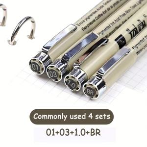 TEMU 4/8/12개 전문 기술 도면 펜 - 방수 아카이브 잉크, 멀티 사이즈 팁 무흘림, 오피스 노트, 애니메이션 스케치, 드래프팅, 라인워크용 - 건축학생 및 예술 용품