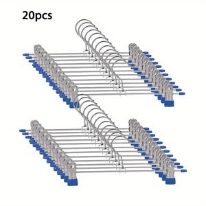 TEMU 중량 금속 바지 걸이, 미끄럼 방지 고무 발 - 공간 절약, 흔적 없는 디자인으로 효율적인 옷장 정리, 청바지, 스커트 등에 이상적, 옷 정리 보관함|바지걸이