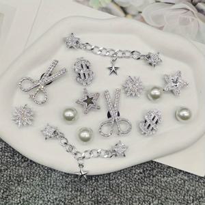 TEMU 14개 ABS 레진 실버 럭셔리 달러 구두 장식 블링 라인스톤 스타버스트 신발 클립, 탈부착 가능한 인조 비즈 다용도 스타 체인 슬라이드 샌들 슬리퍼 액세서리 DIY 여성 선물, 크리스마스 생일 파티 선물