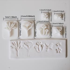 TEMU 프레스드 파스토럴 버드 나비 꽃 6pcs 세트 심플 소프트 클레이 몰드 고정밀 칼 몰드 - 핸드메이드 폴리머 클레이 귀걸이 펜던트 제작용