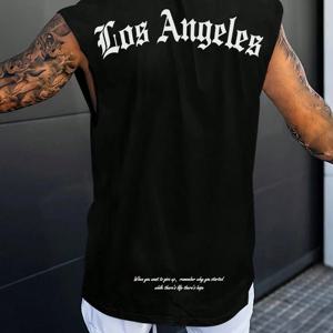 TEMU 남성용 스타일리시 프린트 민소매 탱크 탑 (러닝 및 스포츠용)|남자나시