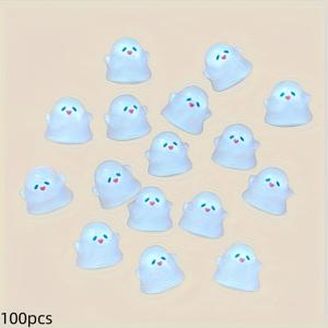 TEMU 200개/100개 할로윈 레진 귀여운 투명 화이트 플랫백 장식 비즈, 주얼리 DIY, 홈 네일 아트 액세서리, 폰 케이스 장식용 - 친구와 가족을 위한 소소한 선물. 비즈 어소트먼트