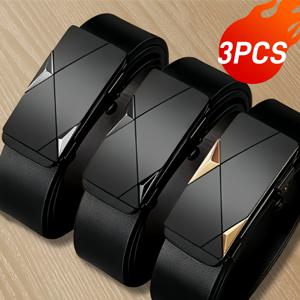 TEMU 3개 세트 남성 캐주얼 블랙 자동 버클 벨트, 우아한 스타일, 청바지, 드레스 팬츠, 데일리 비즈니스웨어에 완벽. 생일, 졸업 시즌 및 기타 특별한 날을 위한 이상적인 선물