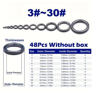 TEMU 나투피쉬 48pcs 세라믹 가이드 링 수리 키트 낚시대 수리 키트 매끄러운 내마모성 로드 아이 교체 키트