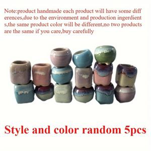 TEMU 랜덤 색상과 모양의 미니 엄지꽃 화분 5개 세트, 매우 귀여운 소형 다육 식물 화분, 가정 정원 가꾸기, 미니 분재, 집 장식 선물로 적합