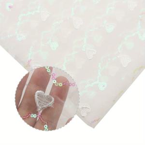 TEMU 1개 50x137cm (19.68x53.93인치) 하트 3D 자수 메쉬 가제 폴리에스터 원단 - 시퀸 자수, DIY 결혼식 및 공예에 완벽, 손세탁만, 폴리에스터 결혼식 애플리케이션으로 자수 DIY 가방, 헤어 액세서리, 리본